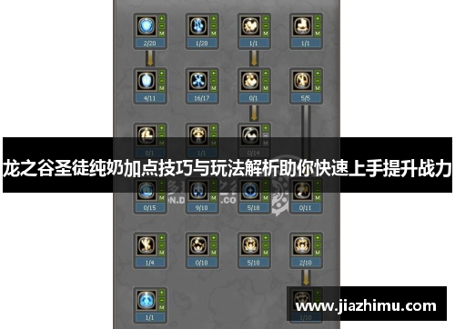 龙之谷圣徒纯奶加点技巧与玩法解析助你快速上手提升战力